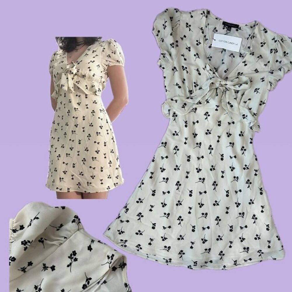 Women's Cream and White Dress - Picture 2 of 2